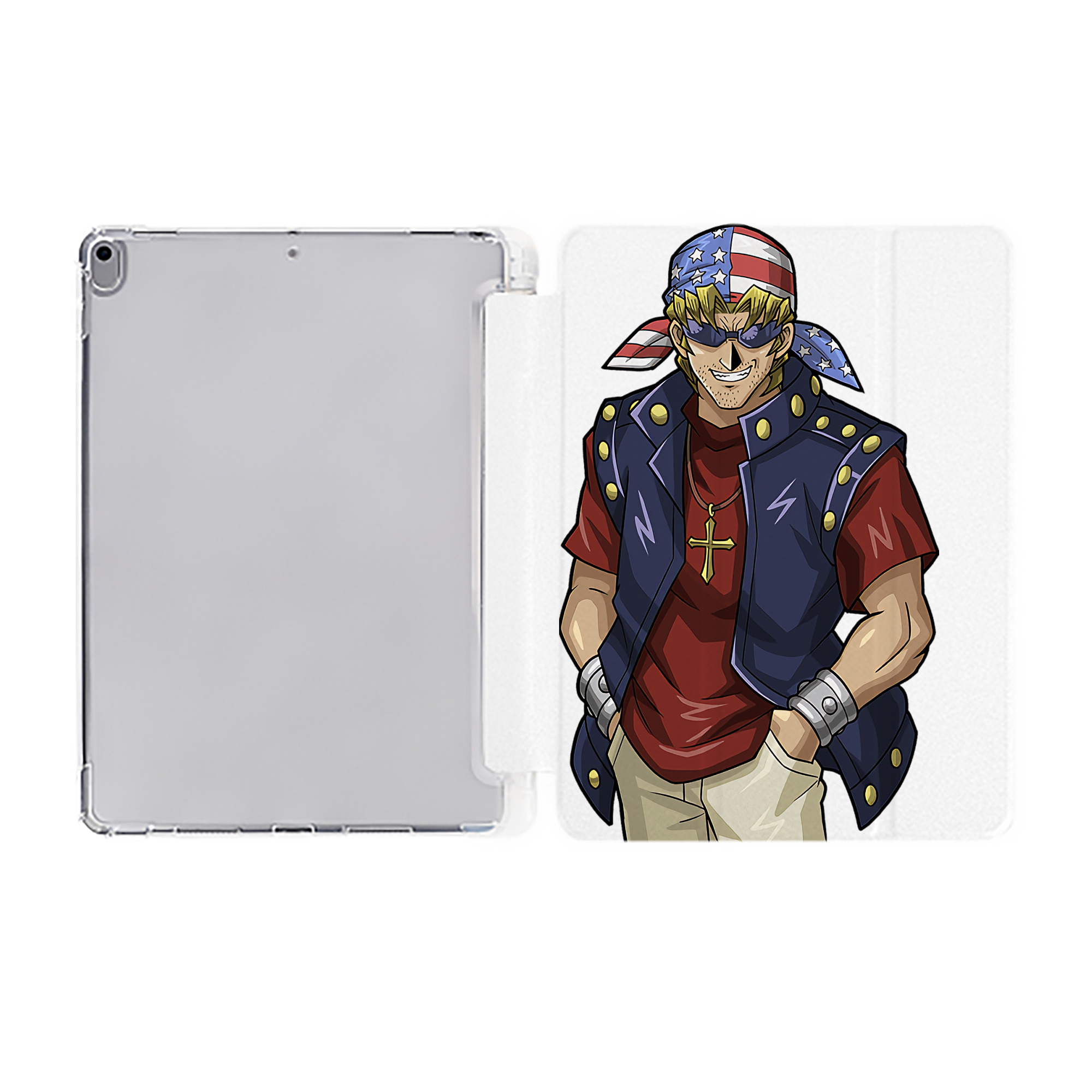 （画像用） 遊☆戯☆王 Yu-Gi-Oh! IPad ケース ペン収納付き 三つ折りスタンド PUレザー×シリコン 対応機種9.5/10.5/10.9インチ